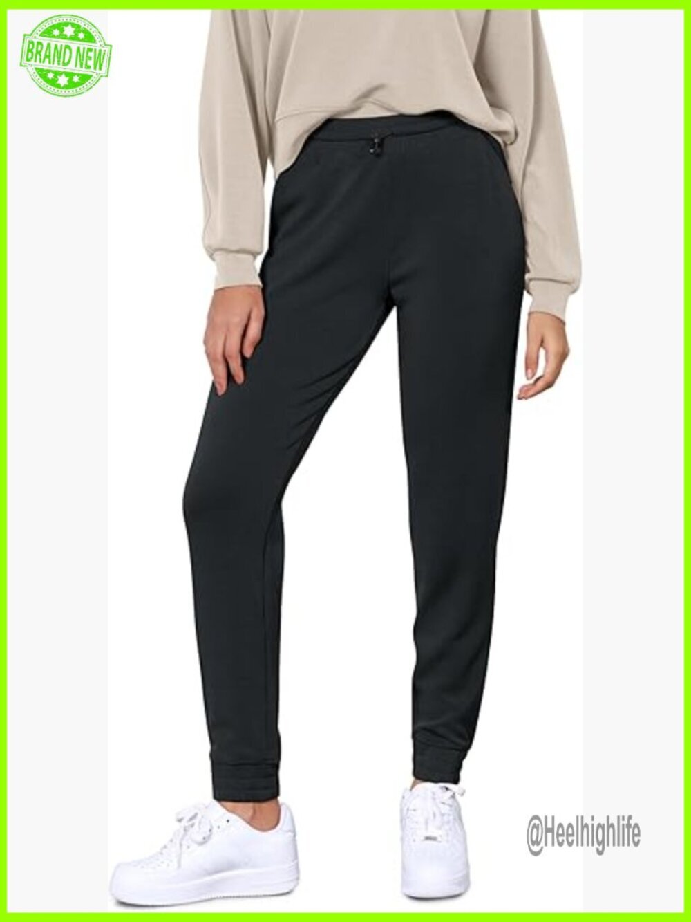Modal Soft Jogger Pants with Pockets Adjustable High Waist